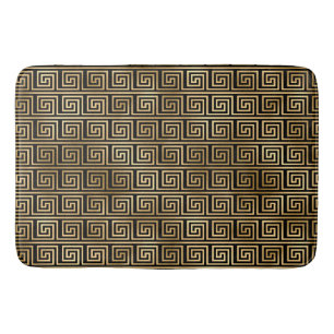 Black and Gold Greek Key Pattern  Bath Mat