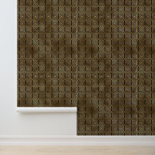 Black and Gold Greek Key Pattern Wallpaper
