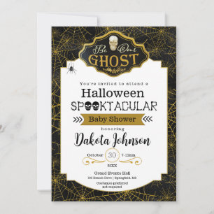 Black and Gold Halloween Baby Shower invitation
