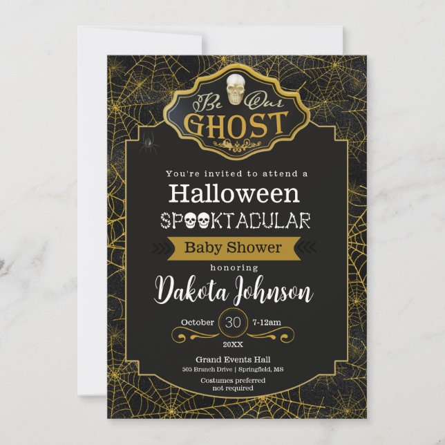 Black and Gold Halloween Baby Shower invitation (Front)