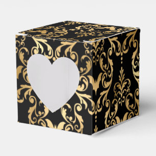 Black and Gold Halloween Damask Favour Box