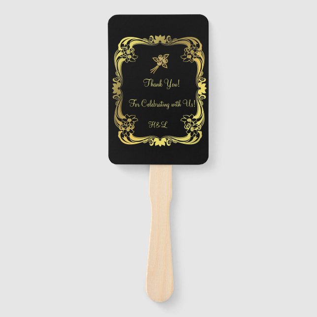 Black and Gold Hand Fans (Front)