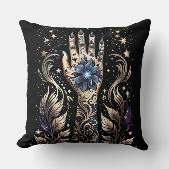 Black And Gold Hand Tattoo Cushion (Front)