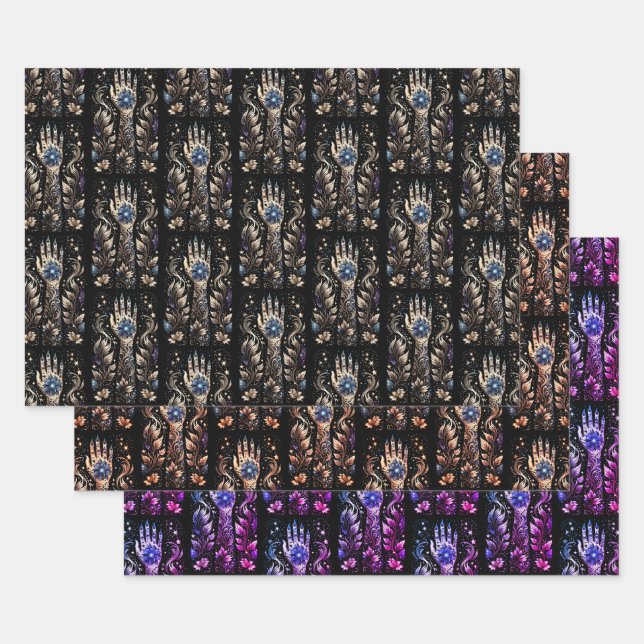 Black And Gold Hand Tattoo Wrapping Paper Sheet (Set)