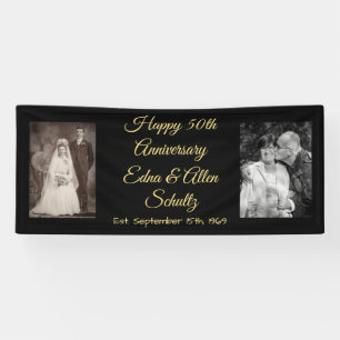 Black and Gold Happy 50th Anniversary Banner