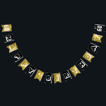 Black And Gold Happy 60th Birthday Bunting<br><div class="desc">Custom happy 60th birthday bunting in gold colour and stars design. Can be customised for any special birthday.</div>