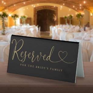 Black And Gold Heart Script Wedding Reserved