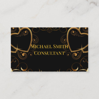 Black And Gold Hearts Business Cards