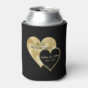 Black And Gold Hearts Can Cooler