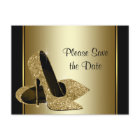 Black and Gold High Heel Shoe Save The Date