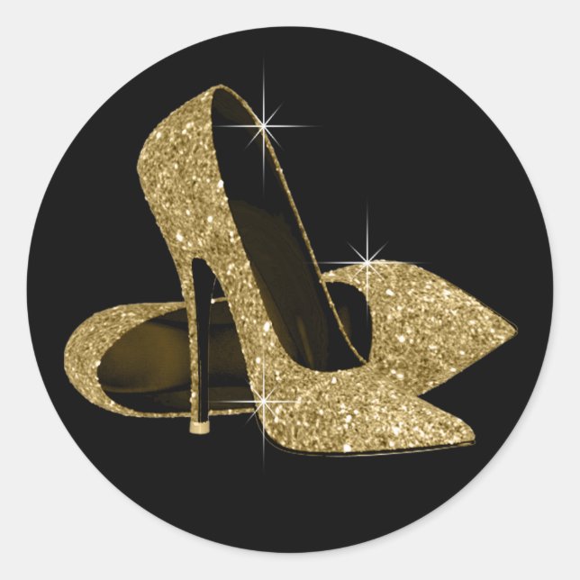 Black and Gold High Heel Shoe Stickers (Front)