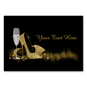 Black and Gold High Heel Shoe Table Number