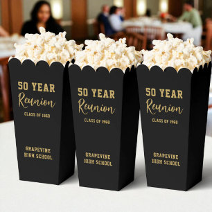 Black and Gold High School Class of Reunion Party Favour Box