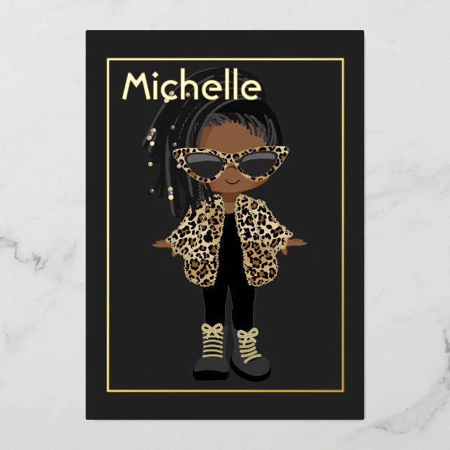 Black and Gold Hip Hop Kids Fashion Birthday (Front)