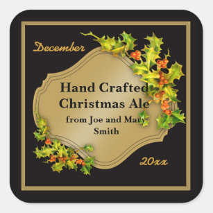 Black and Gold Holiday Beer Brewing Labels