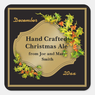 Black and Gold Holiday Beer Brewing Labels