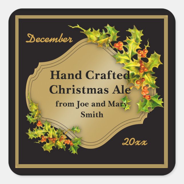 Black and Gold Holiday Beer Brewing Labels (Front)