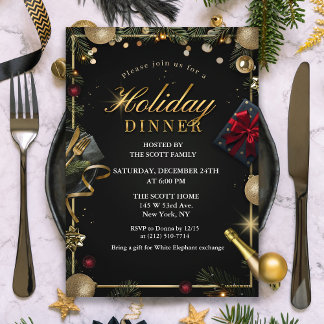 Black and Gold Holiday Dinner Invitation ONLY
