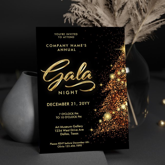 Black and Gold Holiday Gala Party Business Invitation (Creator Uploaded)