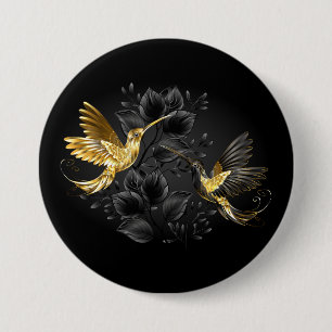 Black and Gold Hummingbird 7.5 Cm Round Badge