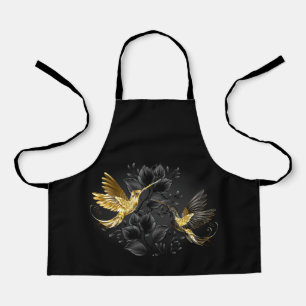Black and Gold Hummingbird Apron