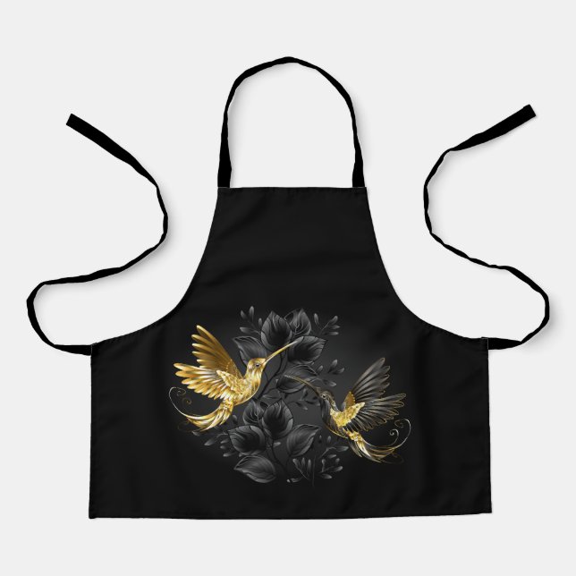 Black and Gold Hummingbird Apron (Front)