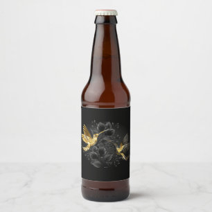 Black and Gold Hummingbird Beer Bottle Label
