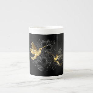 Black and Gold Hummingbird Bone China Mug