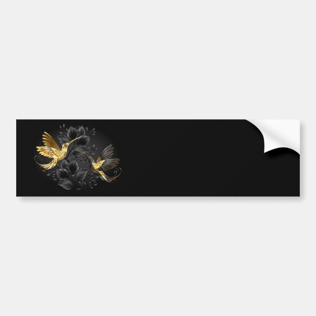 Black and Gold Hummingbird Bumper Sticker (Front)