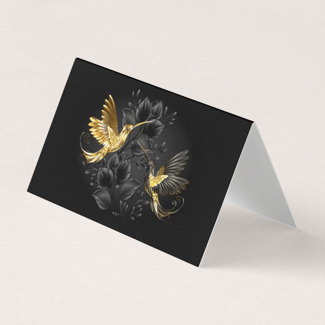 Black and Gold Hummingbird Business Card (Front)