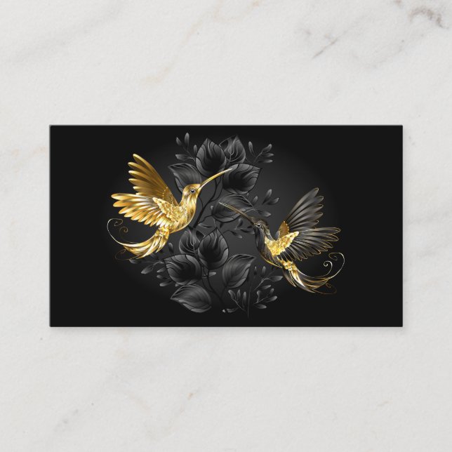 Black and Gold Hummingbird Business Card (Front)