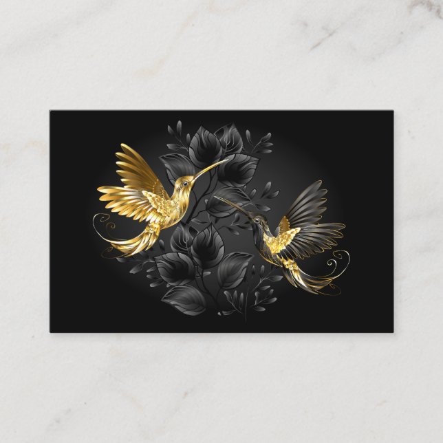 Black and Gold Hummingbird Business Card (Front)