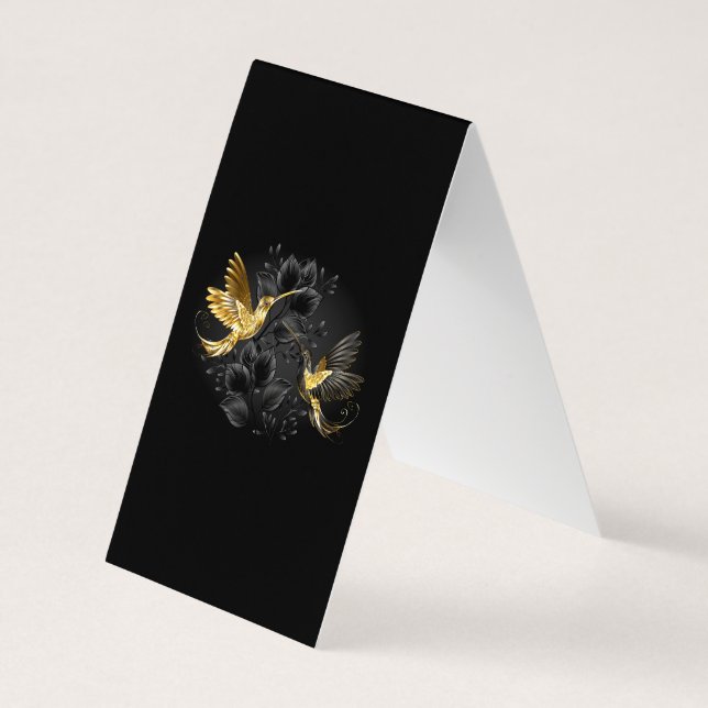 Black and Gold Hummingbird Business Card (Back)