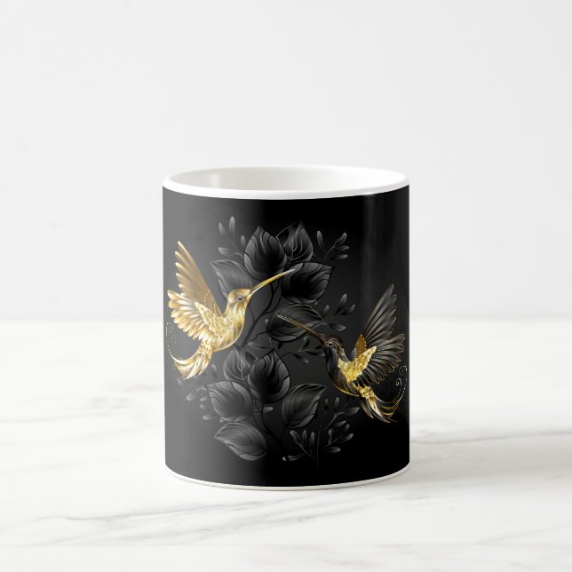 Black and Gold Hummingbird Coffee Mug (Center)