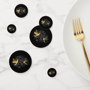 Black and Gold Hummingbird Confetti