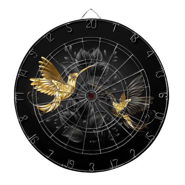 Black and Gold Hummingbird Dartboard (Front)