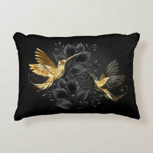 Black and Gold Hummingbird Decorative Cushion