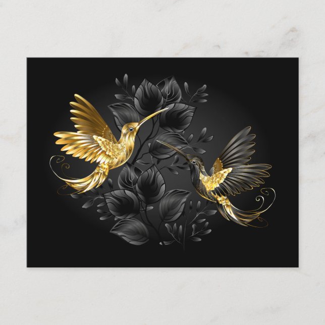 Black and Gold Hummingbird Enclosure Card (Front)