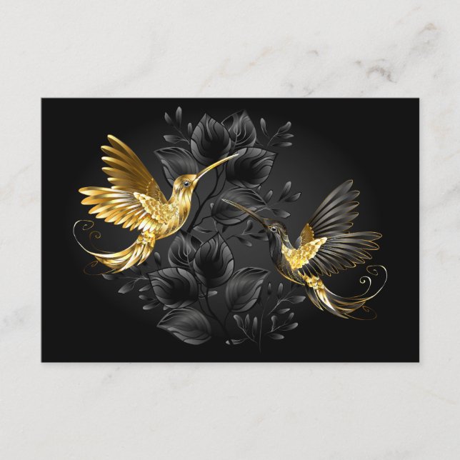 Black and Gold Hummingbird Enclosure Card (Front)