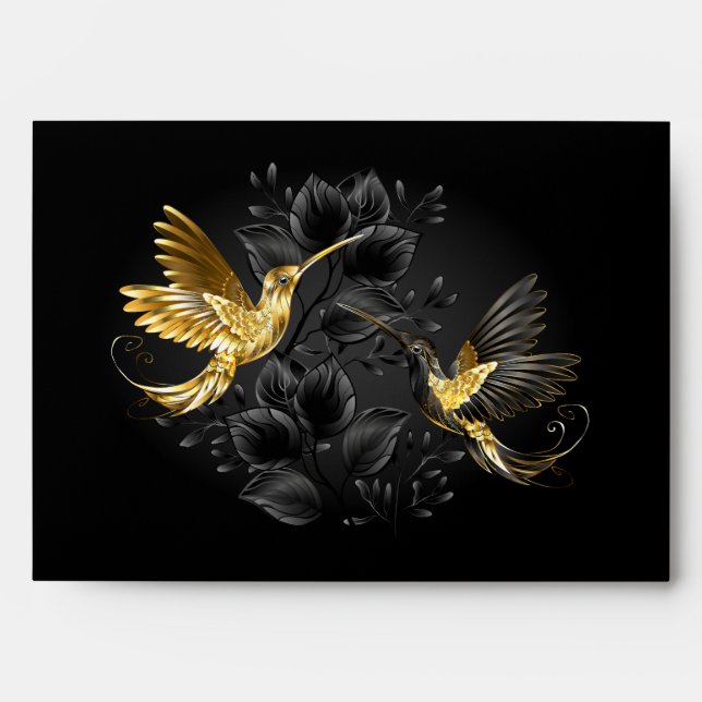 Black and Gold Hummingbird Envelope (Front)