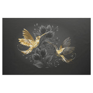 Black and Gold Hummingbird Fabric