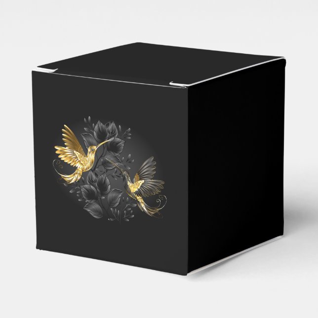Black and Gold Hummingbird Favour Box (Front Side)
