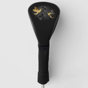 Black and Gold Hummingbird Golf Head Cover