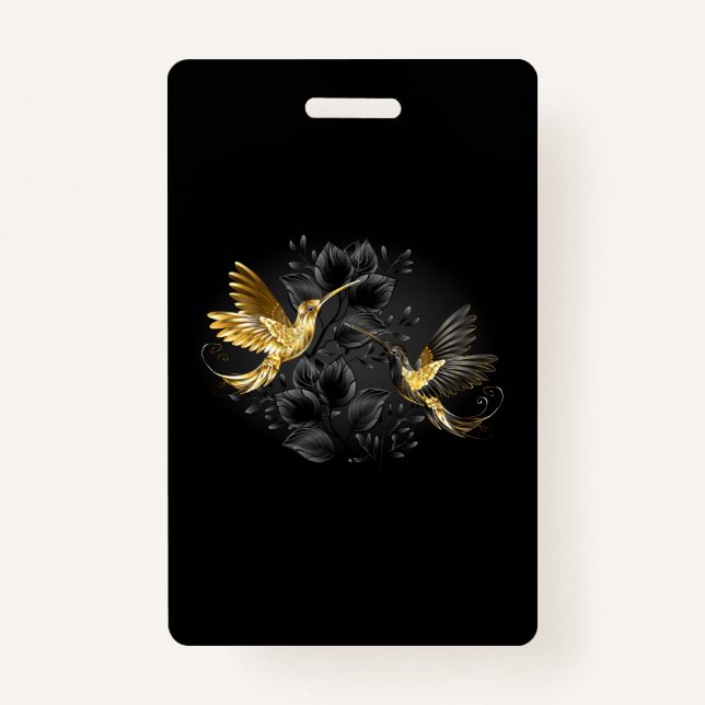Black and Gold Hummingbird ID Badge (Front)
