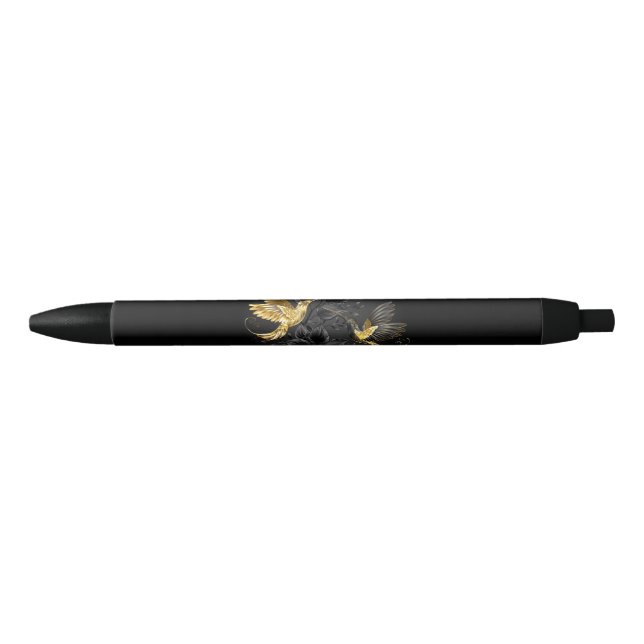 Black and Gold Hummingbird Ink Pen (Front)