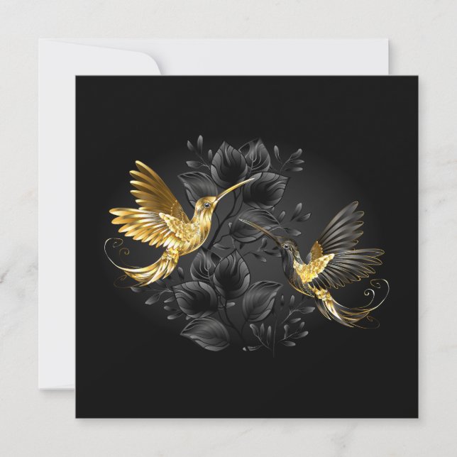 Black and Gold Hummingbird Invitation (Front)