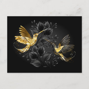 Black and Gold Hummingbird Invitation Postcard