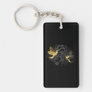 Black and Gold Hummingbird Key Ring