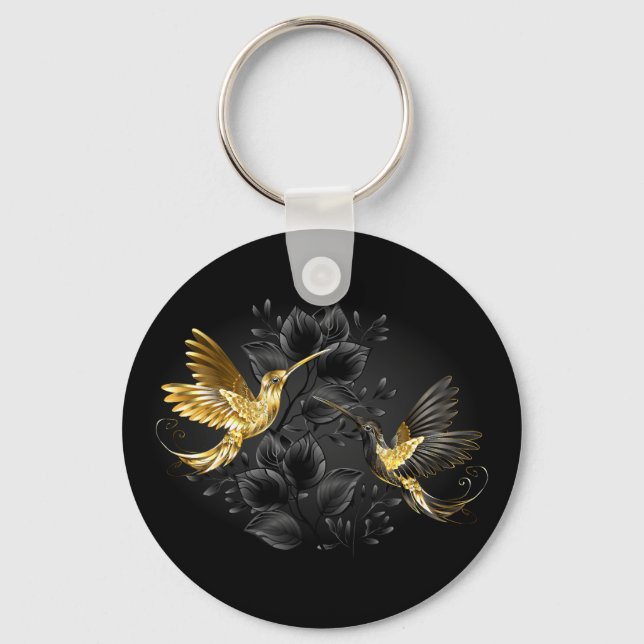 Black and Gold Hummingbird Key Ring (Front)