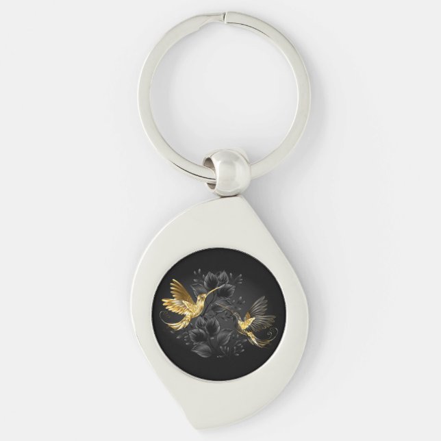 Black and Gold Hummingbird Key Ring (Front)